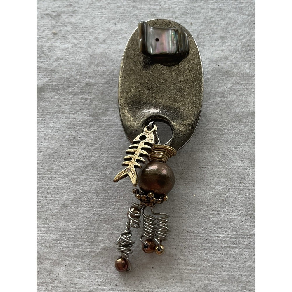 Vintage Modernist Artesian Brooch Pin Fishing Lure Bait Fish Skeleton